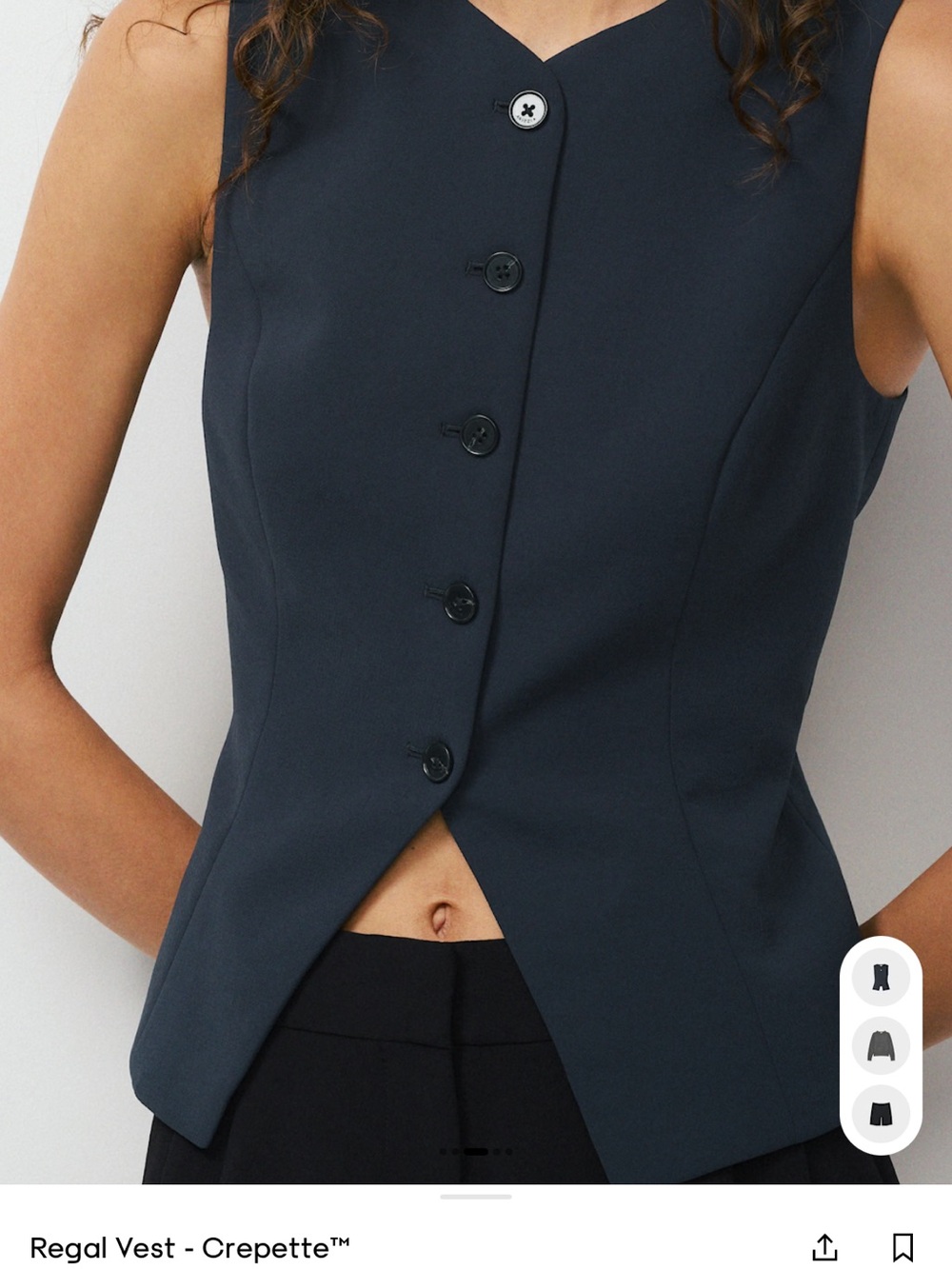Aritzia Regal Vest in Navy